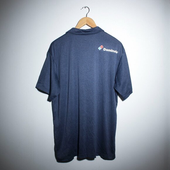 Dominos Pizza Employee Polo Mens Large Blue Gray Delivery Uniform Top - Picture 2 of 7